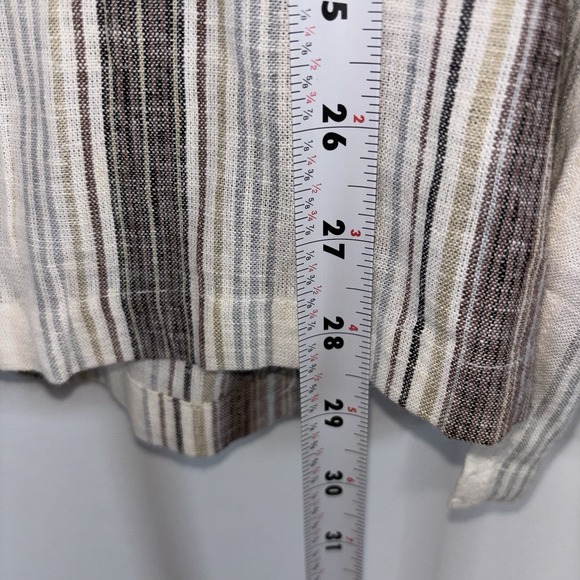 Blair Linen Blend Striped Button Up Shirt Beige Brown XL 2XL Men - Picture 5 of 7